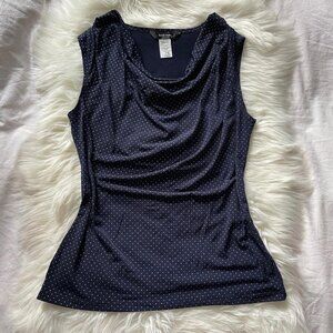 Vintage Blue Polka Dot Sleeveless Blouse